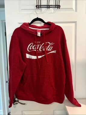 Coca Cola Red Crewneck Hoodie Sweatshirt with Logo